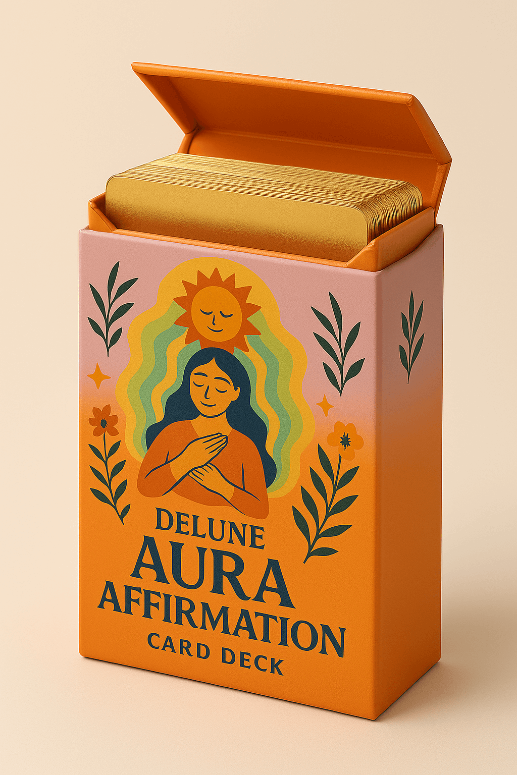 Bright and colorful Aura Affirmation card deck featuring uplifting designs for daily inspiration and intention setting.