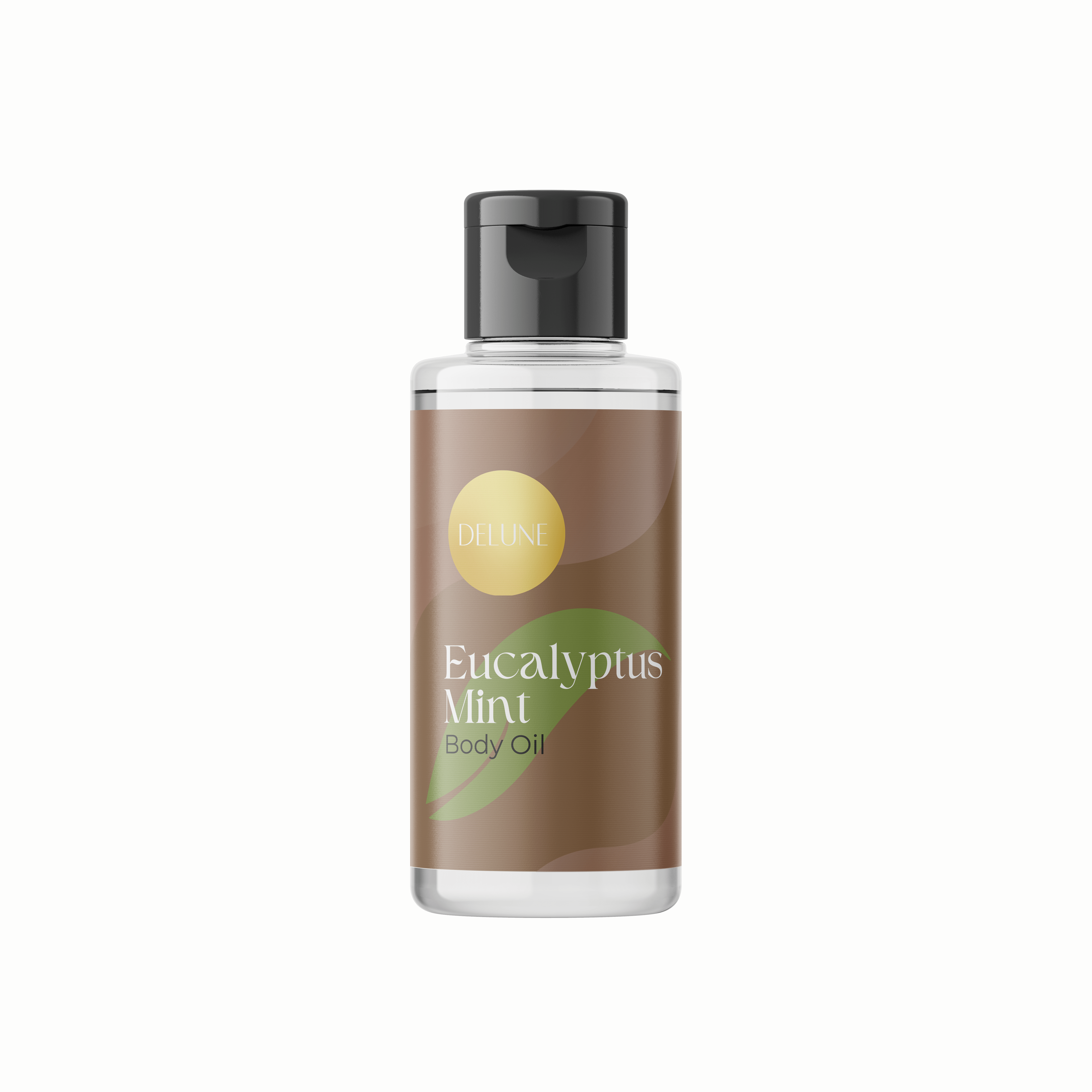 Delune Eucalyptus Mint Body Oil bottle for invigorating skin refreshment