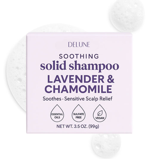 Lavender & Chamomile Solid Shampoo Bar - Soothes · Sensitive Scalp Relief
