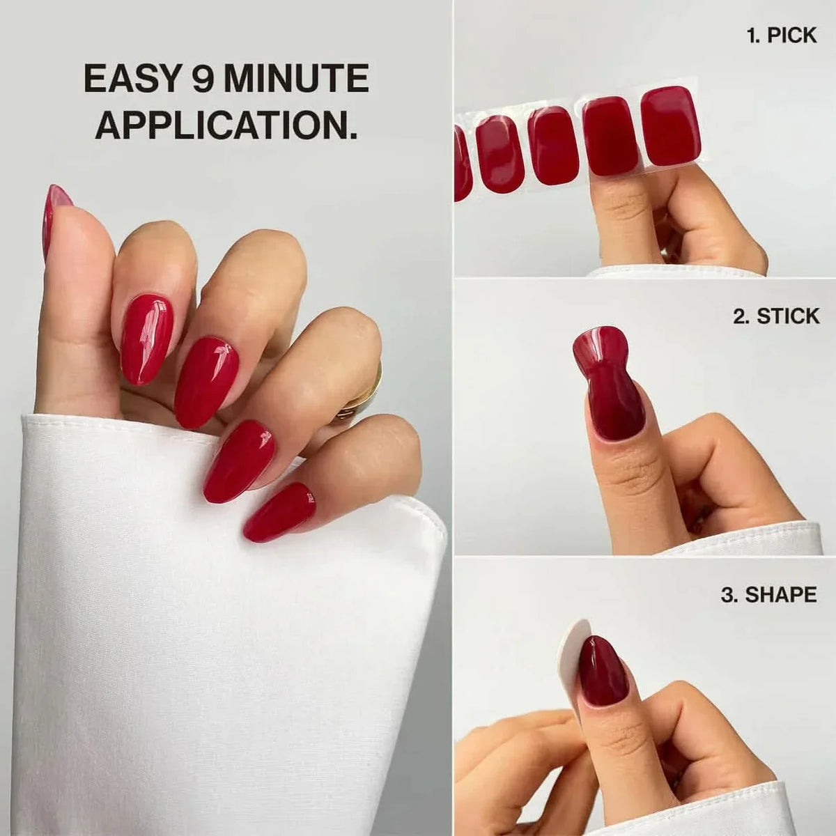 French Manicure (Part Transparent) (Non-UV Nail Wraps): easy 9-minute application in three steps: pick, stick and shape
